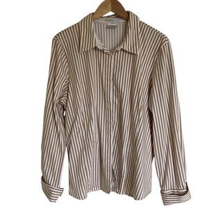Van Heusen Studio Stretch Extendible Button Down in Gold and White Size‎ XXL